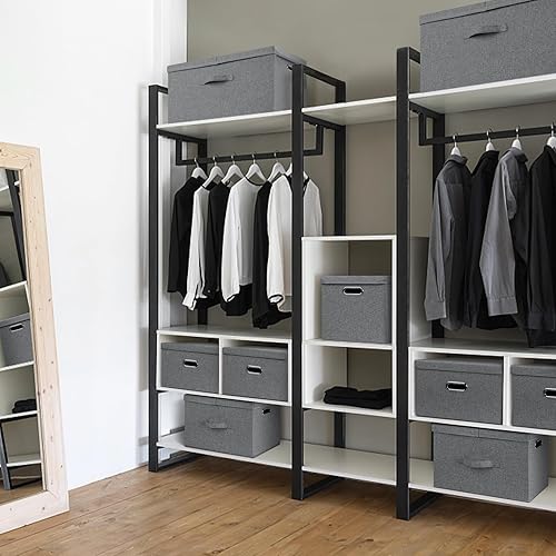 Miniatura 7 de Bellzacasa Contenedores plegables de tela con tapas, paquete de 3 cubos plegables con asas, cestas de almacenamiento de juguetes y organizadores de