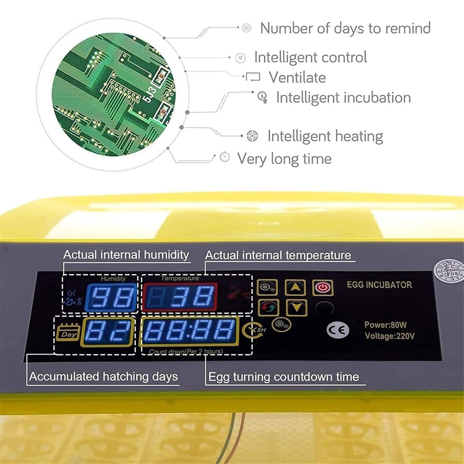 48 Eggs Incubator, Digital Fully Automatic Poultry Hatcher with LED Display, Egg Turning, Temperature & Humidity Control for Chickens, Ducks, Birds, and More