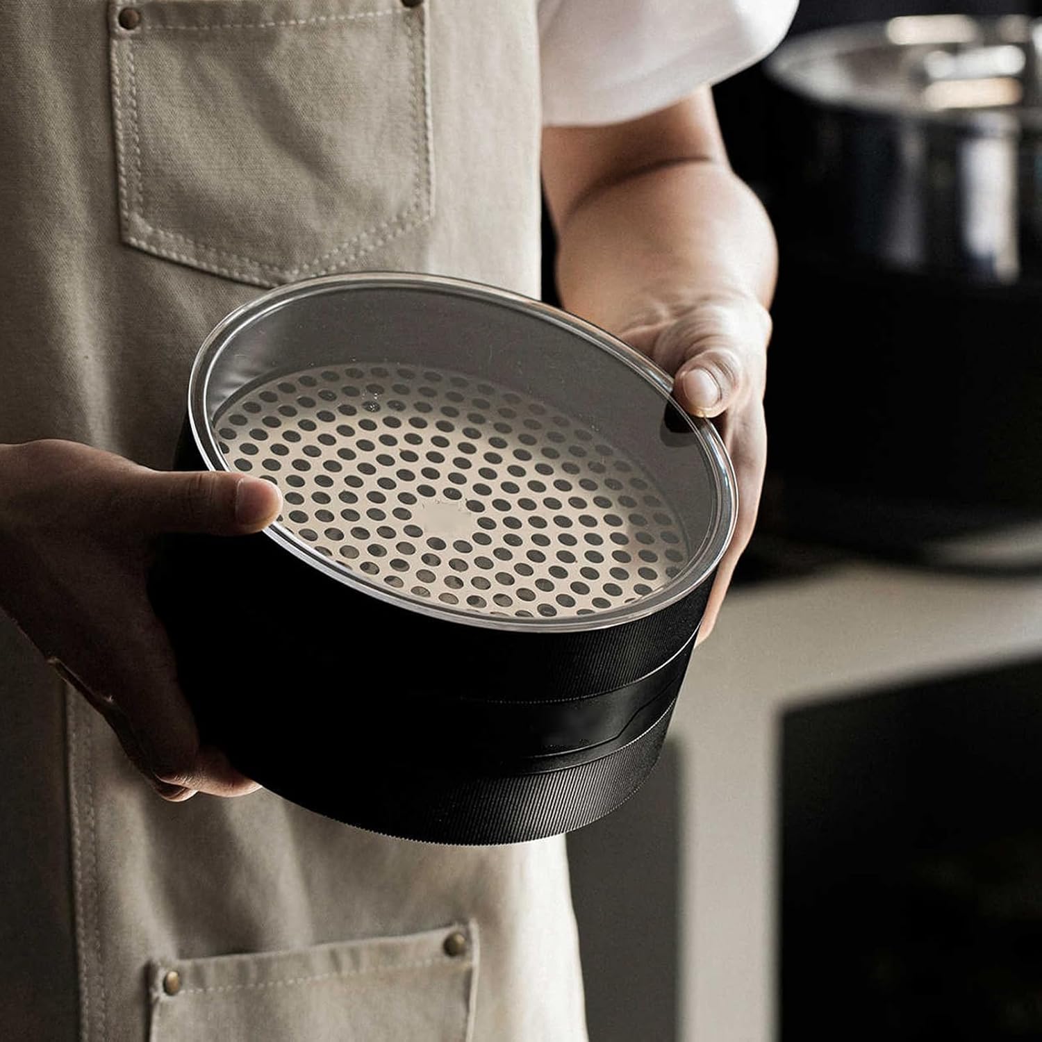 Double-layer Coffee Bean Grading Sieve, Adjustable Beans Sieves Sieve Design with 2 Stainless Steel Sieves,4 * 8” Round Sifter,for Coffee Bean Sieving