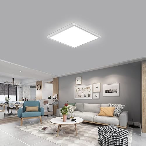 Miniatura 8 de DELIPOP Lámpara de techo de montaje empotrado lámpara de techo LED cuadrada de 12 pulgadas 24 W luz diurna de 5000 K luz blanca de techo para sala