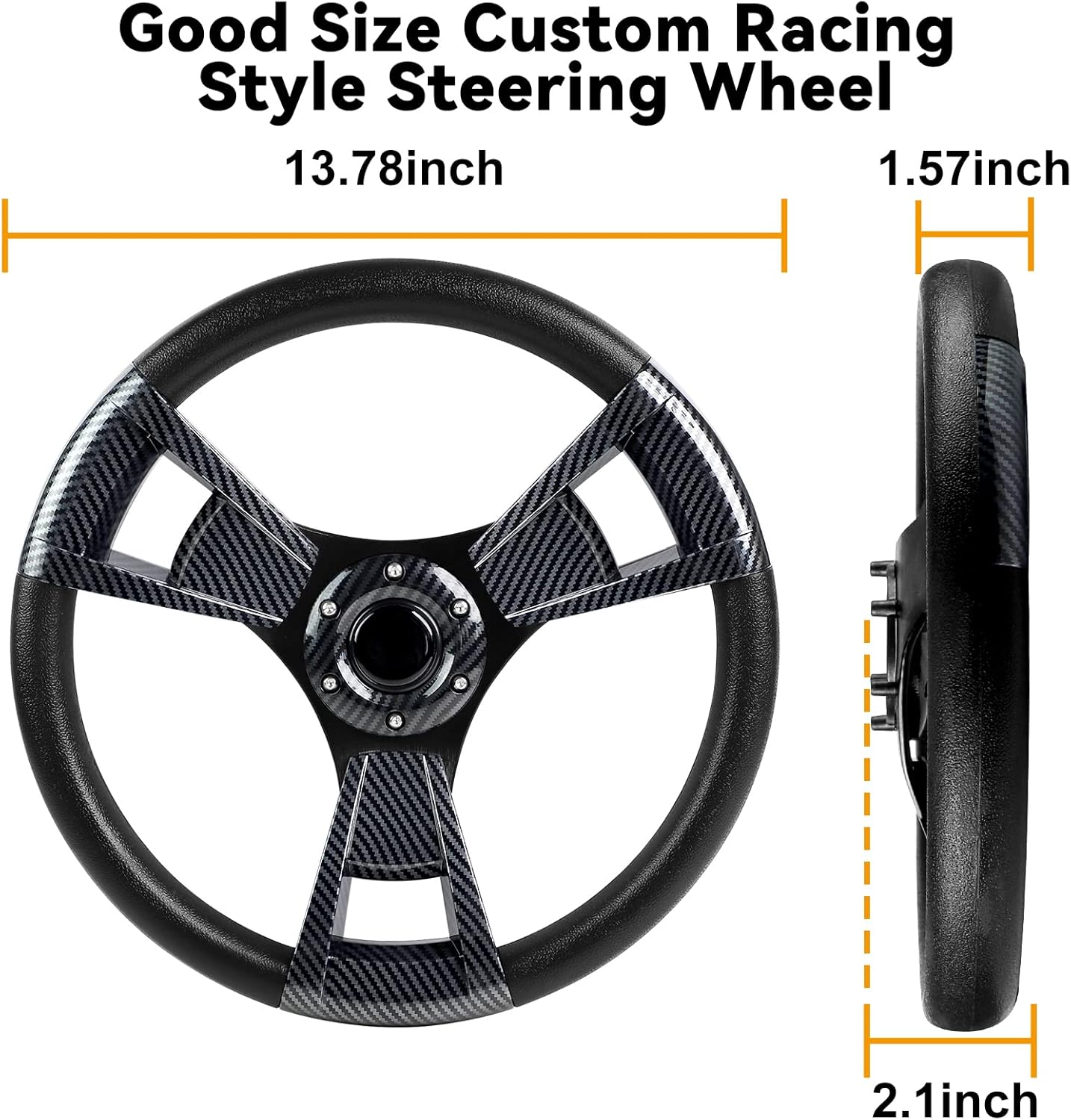 MOSNAI 13.7'' 350mm Golf Steering Wheel, Racing Cart Fit Club Car DS and Precedent,Yamaha EZGO RXV & TXT Golf Cart Steering Wheel Style 11