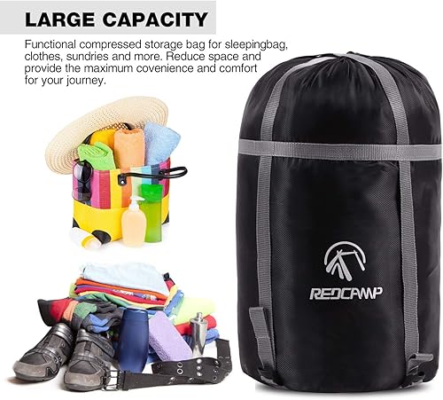 Miniatura 15 de REDCAMP Saco de dormir, saco de dormir, negro, M, L, XL y XXL, ideal para mochileros y campamentos