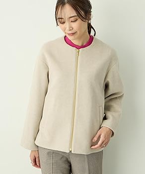 【プルミエアロンディスモン】ギャザーブルゾン　ノーカラー　ジップアップ　上品 1er Arrondissement｜プルミエ アロンディスモンのジャケット通販