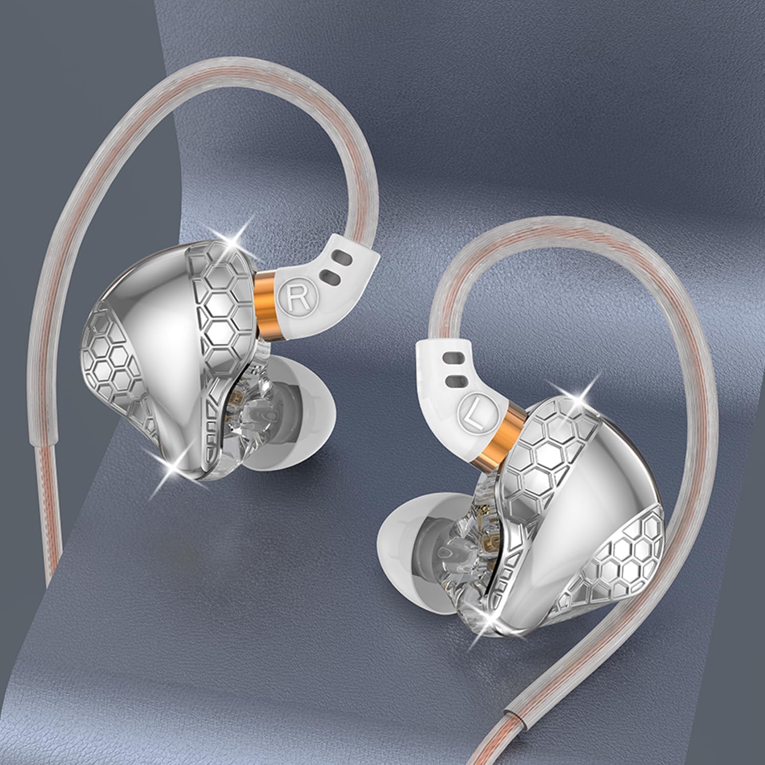 H89 - Auriculares con cable con micrófono, auriculares para monitor de oído, auriculares IEM, auriculares con cable, potentes graves y sonido cristalino, auriculares para computadora, escuela, PC,