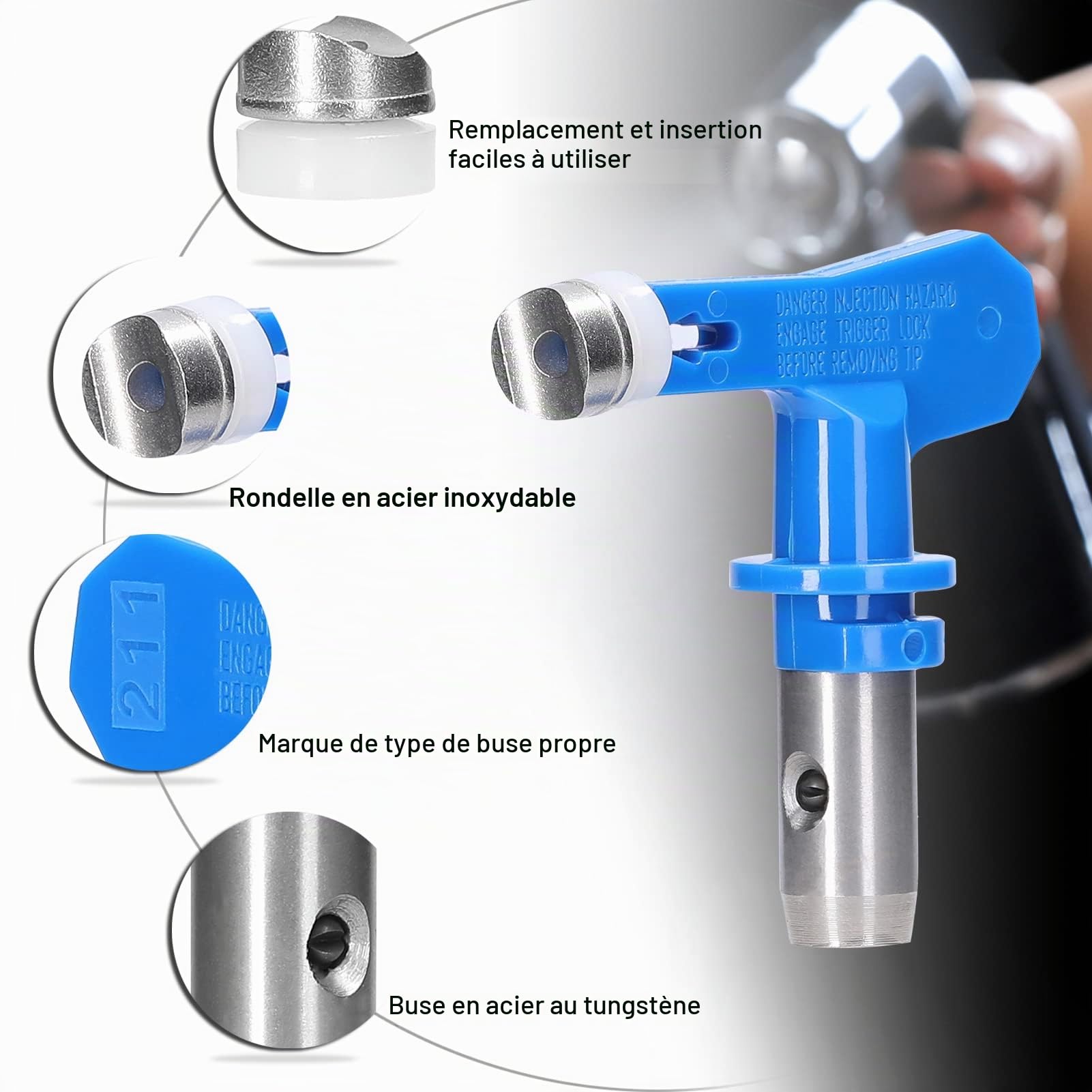 Buses de Pulvérisation Airless,Buse de Pulvérisation Réversible,6 PCS pour Pulvérisateur de Peinture Airless avec 2 Sièges de Buse,pour Maisons,Bâtiments,Jardins,Terrasses et Clôtures
