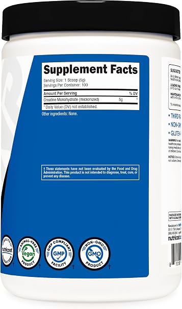 Nutricost Creatine Monohydrate Micronised Powder 500g 5000mg per Serving (5g) - 100 Servings for Endurance Muscle Growth Athletic Performance and Recovery - Best Selling Creatine on Amazon USA