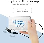 Picture Keeper PRO Portable Hard Drive 500GB - USB Hard Drive for PC & Mac Laptops & Computers, 1/2 Terabyte Portable External SSD Memory Storage for Photos, Videos & More - 500GB, Silver