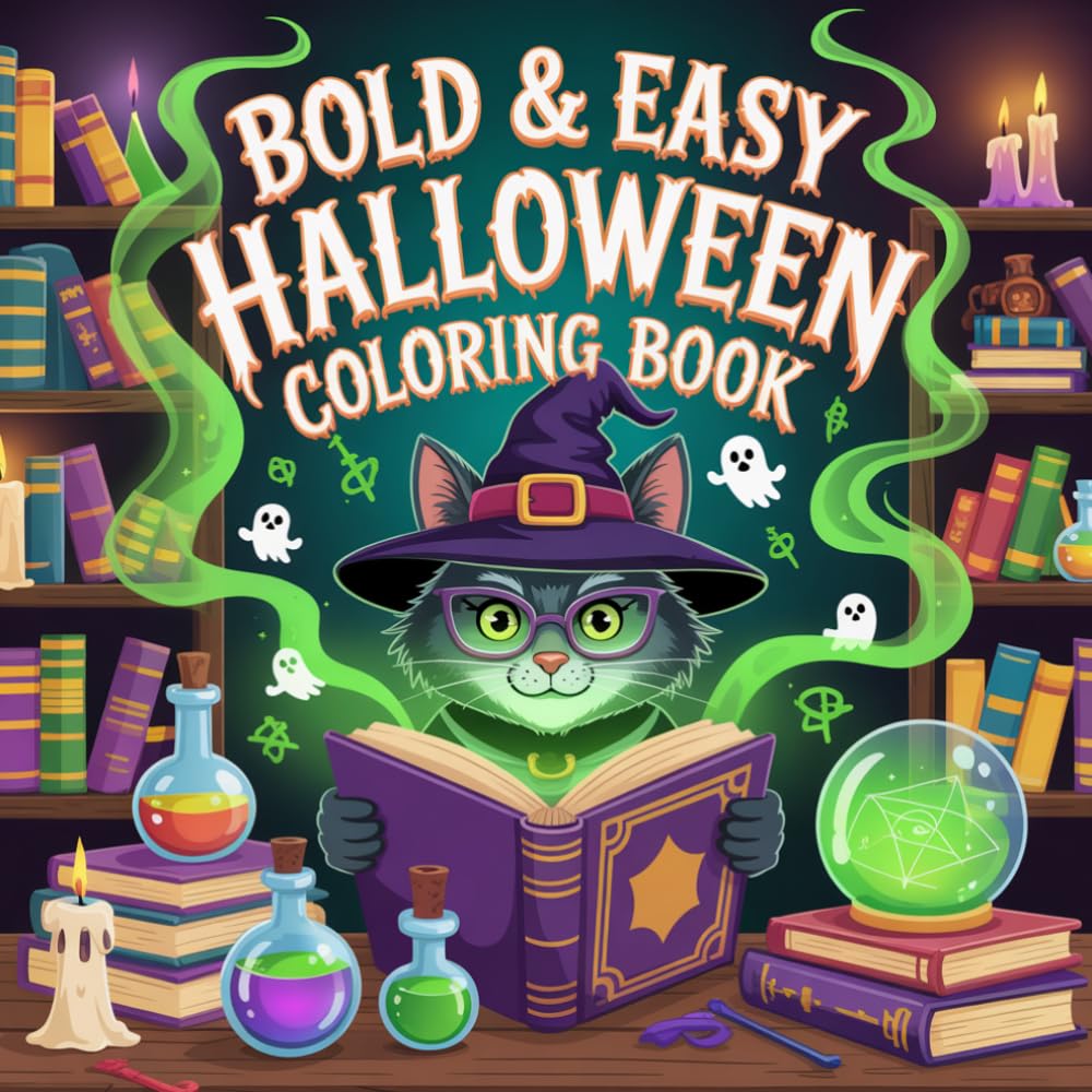Bold and Easy Halloween Coloring Book: 50 Simple & Spooky Designs for Relaxing Halloween Fun