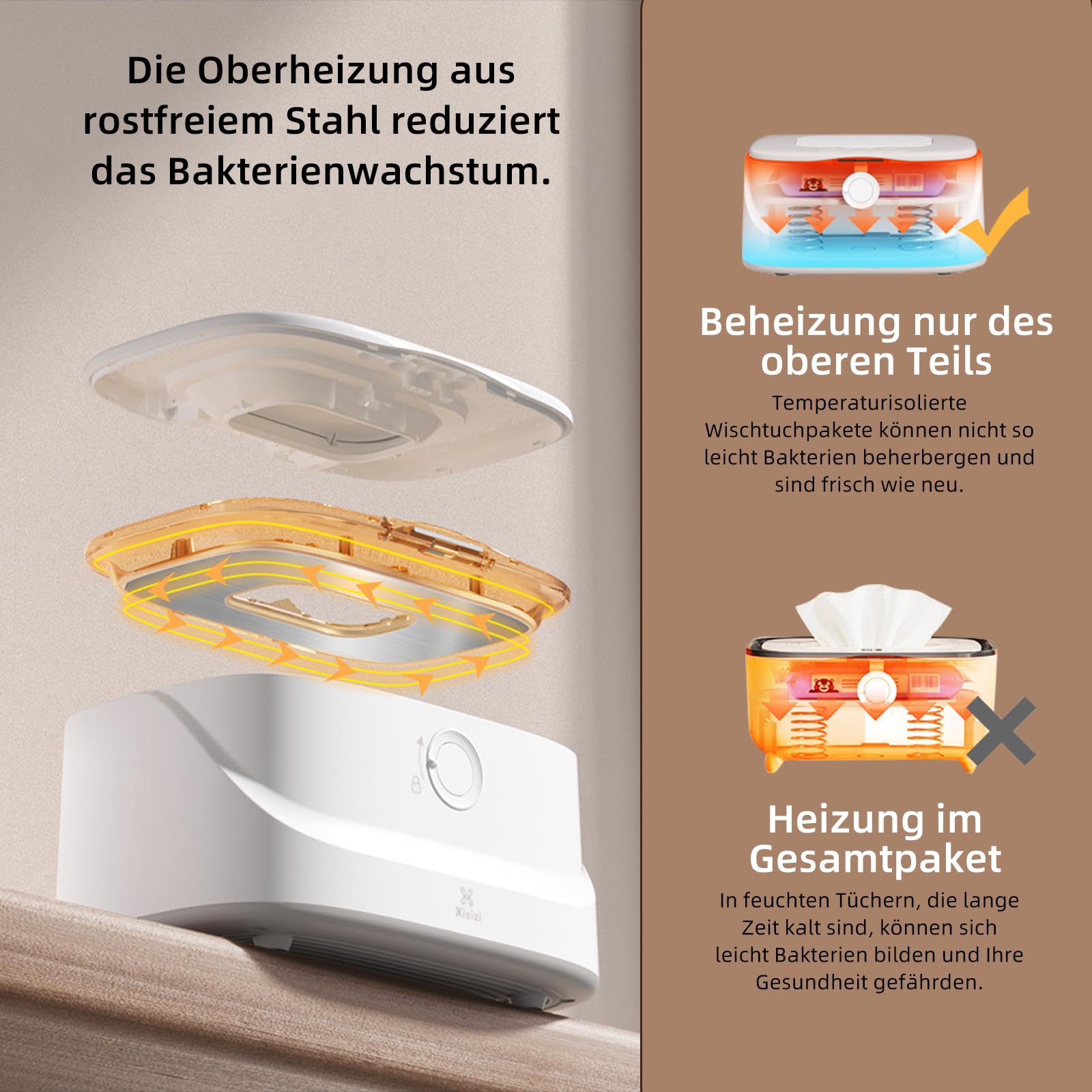 Calentador de toallitas húmedas para bebé, CEIEVER portátil pañal Wipe Warmer Wipes caja térmica con ajuste de temperatura de 3 niveles para bebé, toallitas para bebé, caja de calefacción, para el