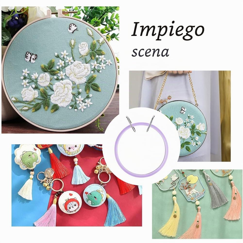 GORGECRAFT 2pz Telaio Da Ricamo In Plastica con Molla di Tensione Telaio Da Ricamo Cerchio per Punto Croce Telaio Ad Anello Rotondo per Cucito Pratico Ricamo Punto Croce Principianti 15.5 x 13 x 1.9cm