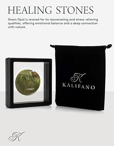 Miniatura 2 de KALIFANO Piedra de palma de ópalo verde, cristal Ópalo Verde de alta energía de Brasil, roca natural de Reiki Wicca con efectos curativos y