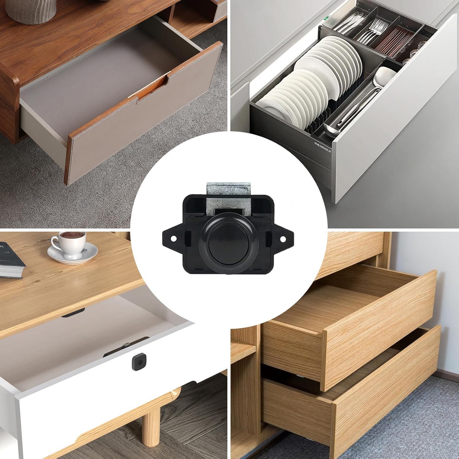 10 Stück Push Button Catch Door Lock,Door Lock Verriegelung 14-16mm Möbelschloss,Keyless Wohnmobil Verriegelung für Wohnmobile, Yachten, Boote, RV Camping Schrank, Wohnwagen (Schwarz)