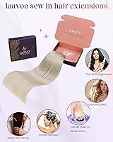 Vista 208 de LaaVoo Extensiones de cabello humano real para coser, extensiones de cabello humano de doble trama, color negro azabache, 18 pulgadas, 3.53 onzas