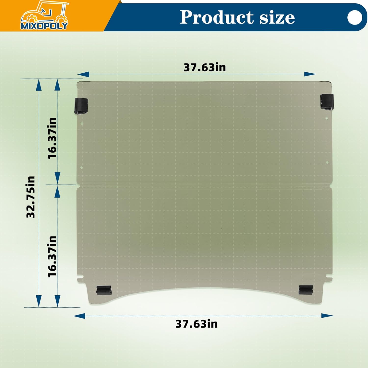 3/16"(5MM) Thick Foldable Golf Cart Windshield Replacement for Club Car Precedent/temp 2004-Up with UV Protection and Impact Resistant Tinted Acrylic