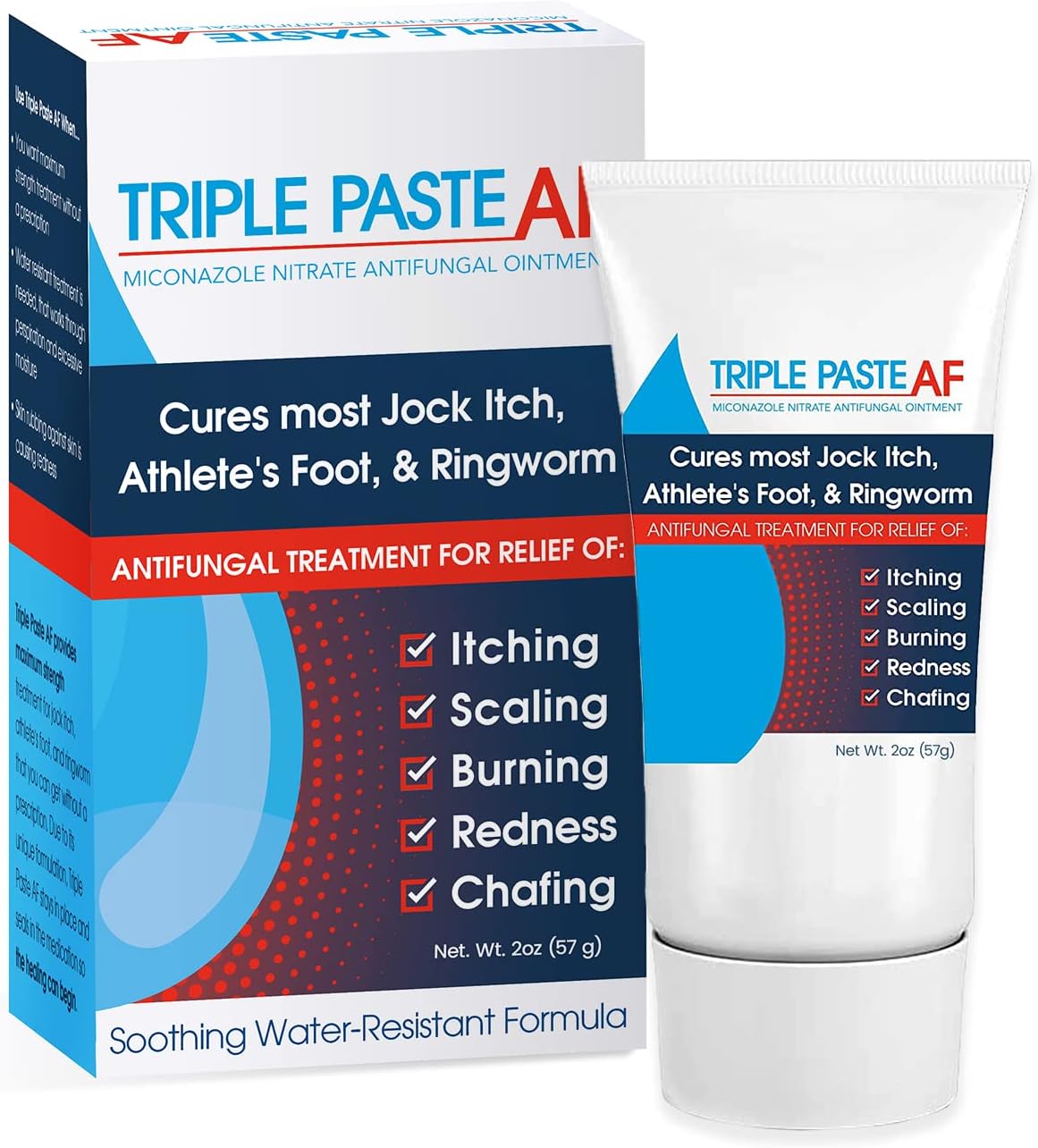 AF Antifungal Ointment for Skin, Athletes Foot Treatment and Ringworm Treatment - 2% Miconazole Antifungal Cream - 2 Oz Tube (Packaging May Vary)