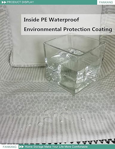 Miniatura 7 de FANKANG Cesto cuadrado de almacenamiento para guardería, cesta de lavandería de lona, plegable con revestimiento de polietileno impermeable,