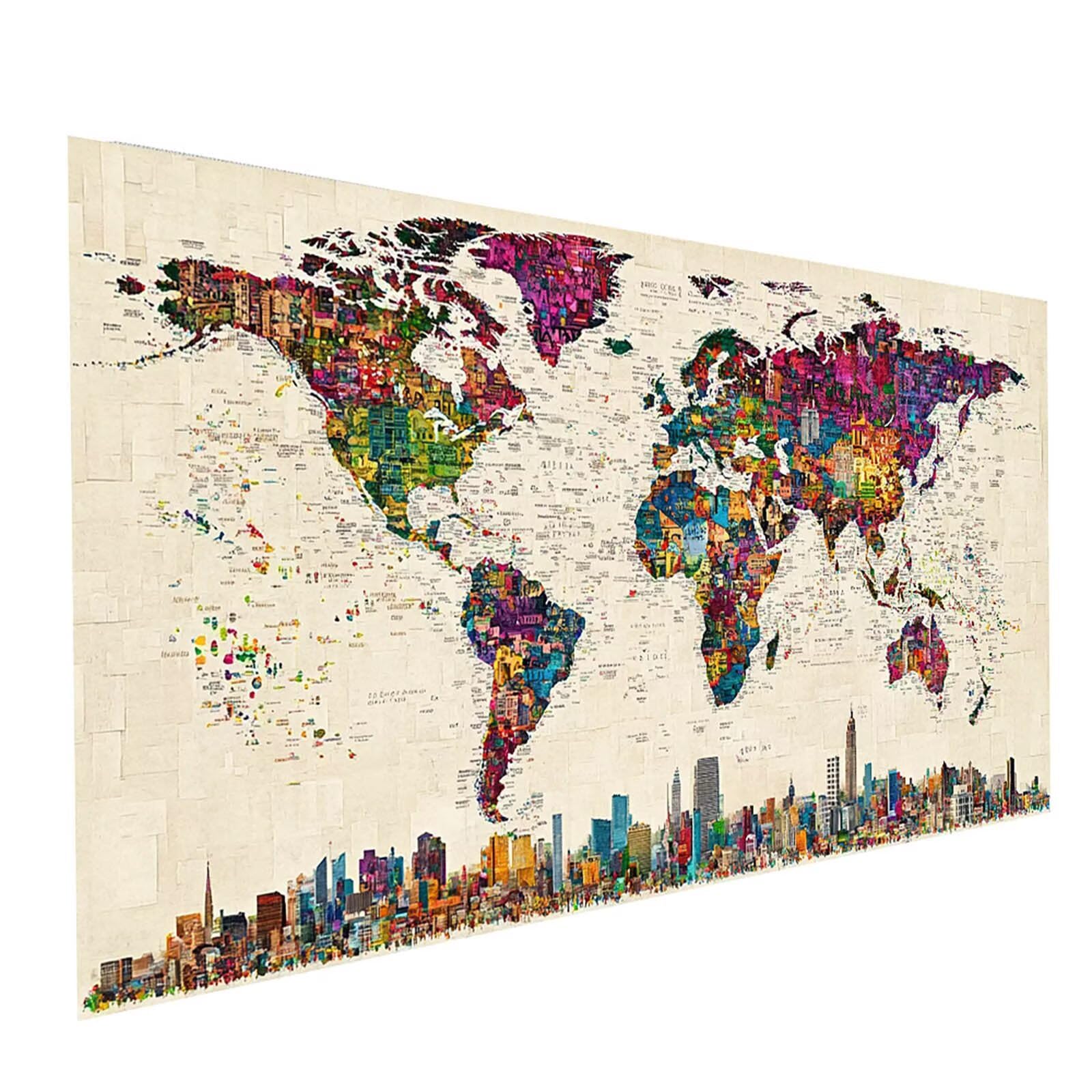 Diamond Painting mapa świata, 5D "zrób to sam" do malowania według liczb, dla dorosłych z diamentami, 100 x 200 cm, do malowania diamentowego, obrazy miasta, okrągłe kamienie strasu, zestaw do