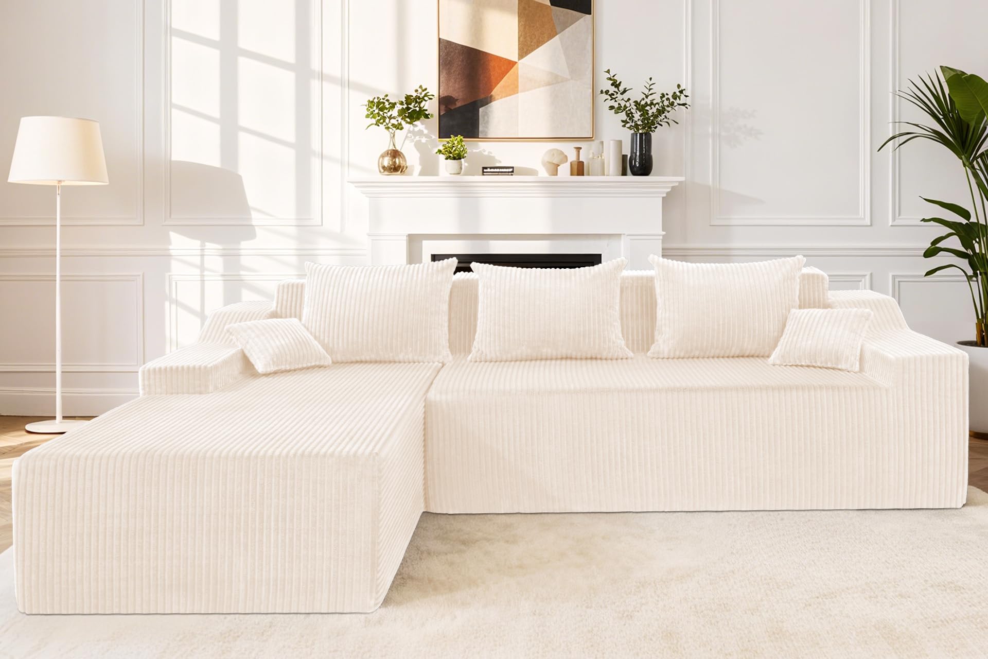 HABUTWAY 101 Modular Sectional Sofa Cloud Couch with Deep Seat Modern L-Shaped Convertible Couches Upholstered Couch with Chaise