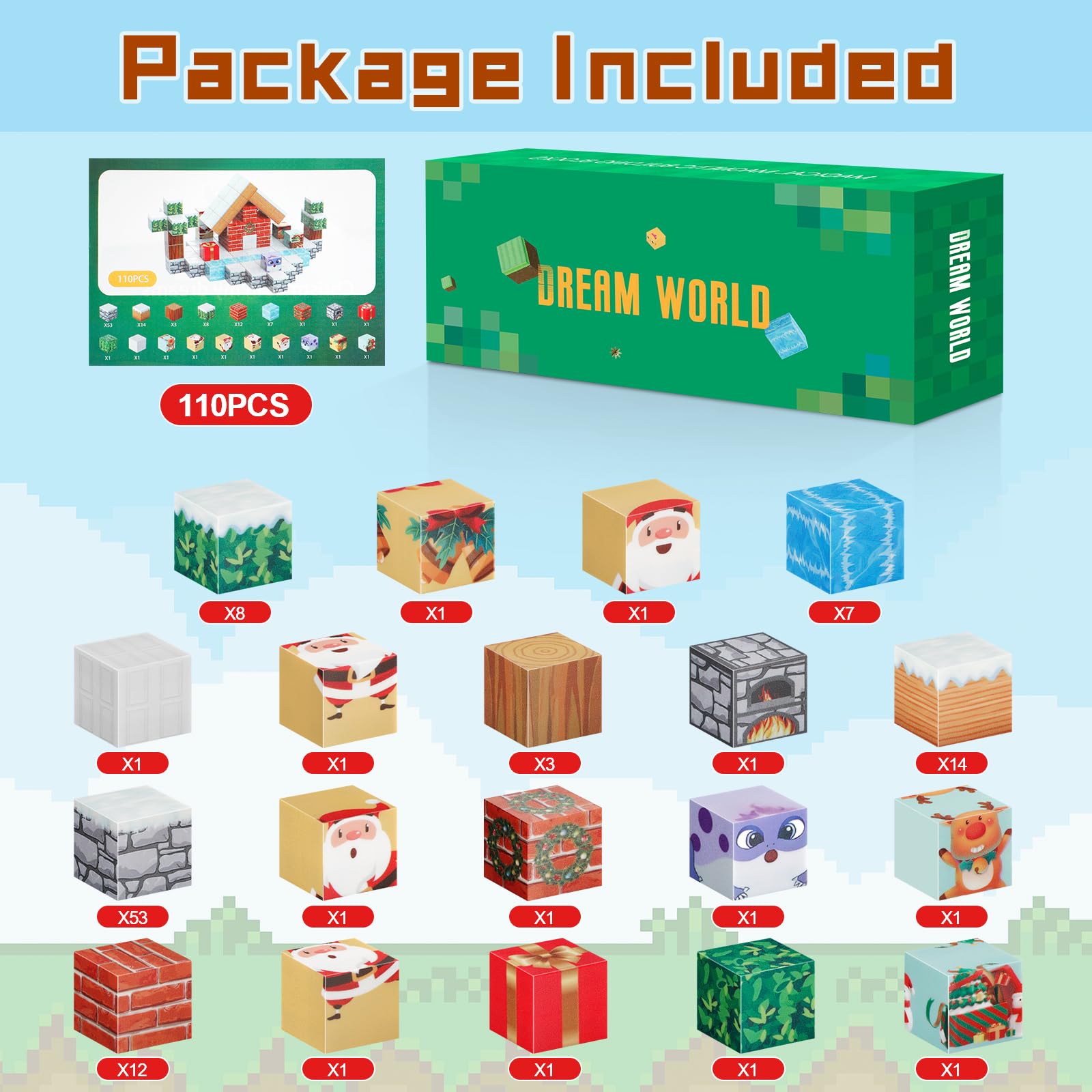 Blocchi Magnetici 110 Pezzi A Tema Natalizio – Mattoncini Costruzione Con Magneti Per Bambini 3+ Anni – Regalo Di Natale - 6