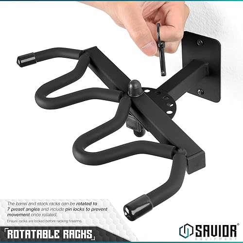 Miniatura 3 de Savior Equipment Estante para rifle de montaje en pared, escopeta táctica, carabina, arma de fuego, estante de almacenamiento para interiores, acero
