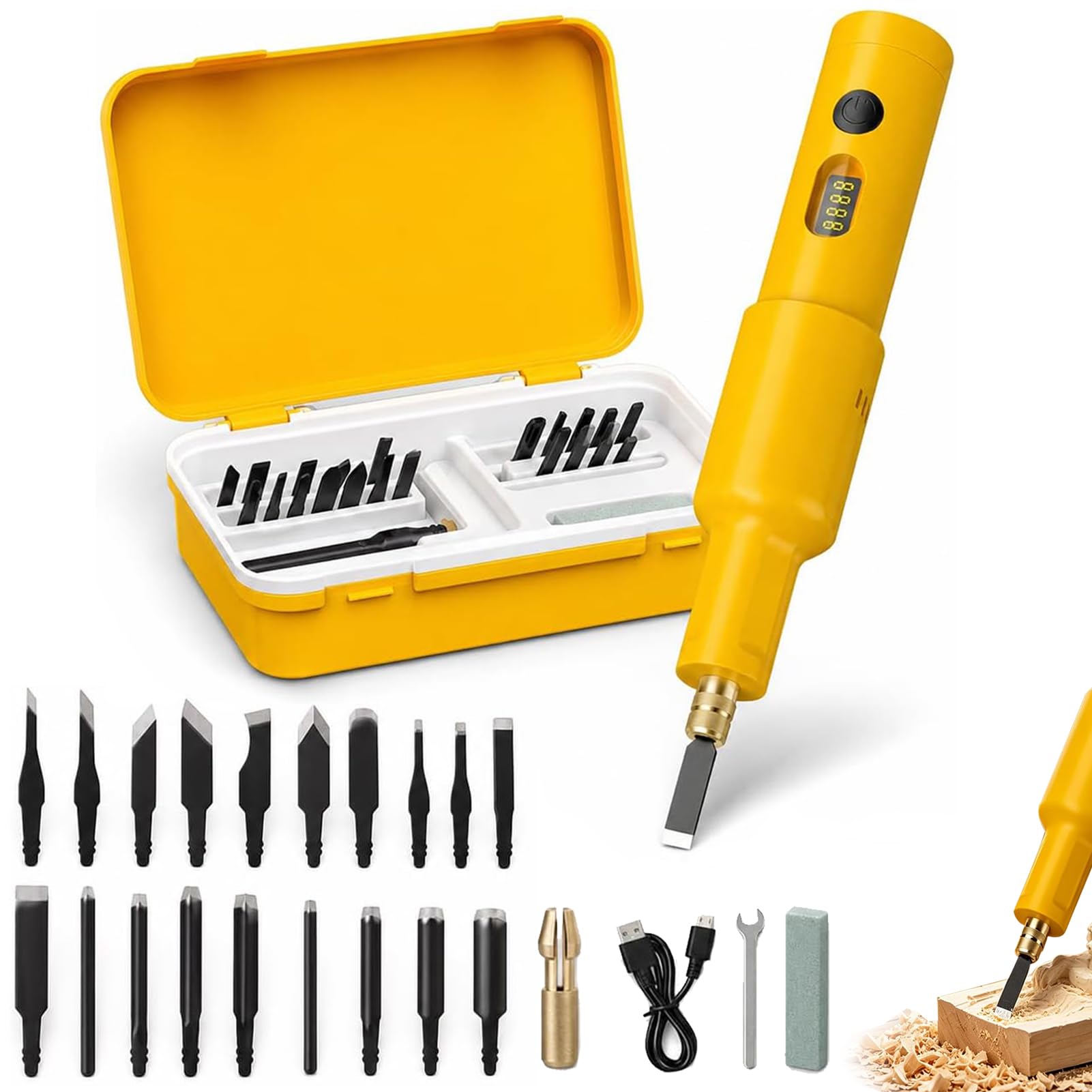 Electric Carving Tool Set, 40W Cordless Rechargeable Wood Carving Kit