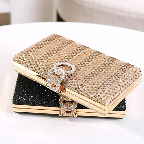 Miniatura 4 de Dreubea Bolso de mano brillante para mujer con diamantes de imitación Dorado