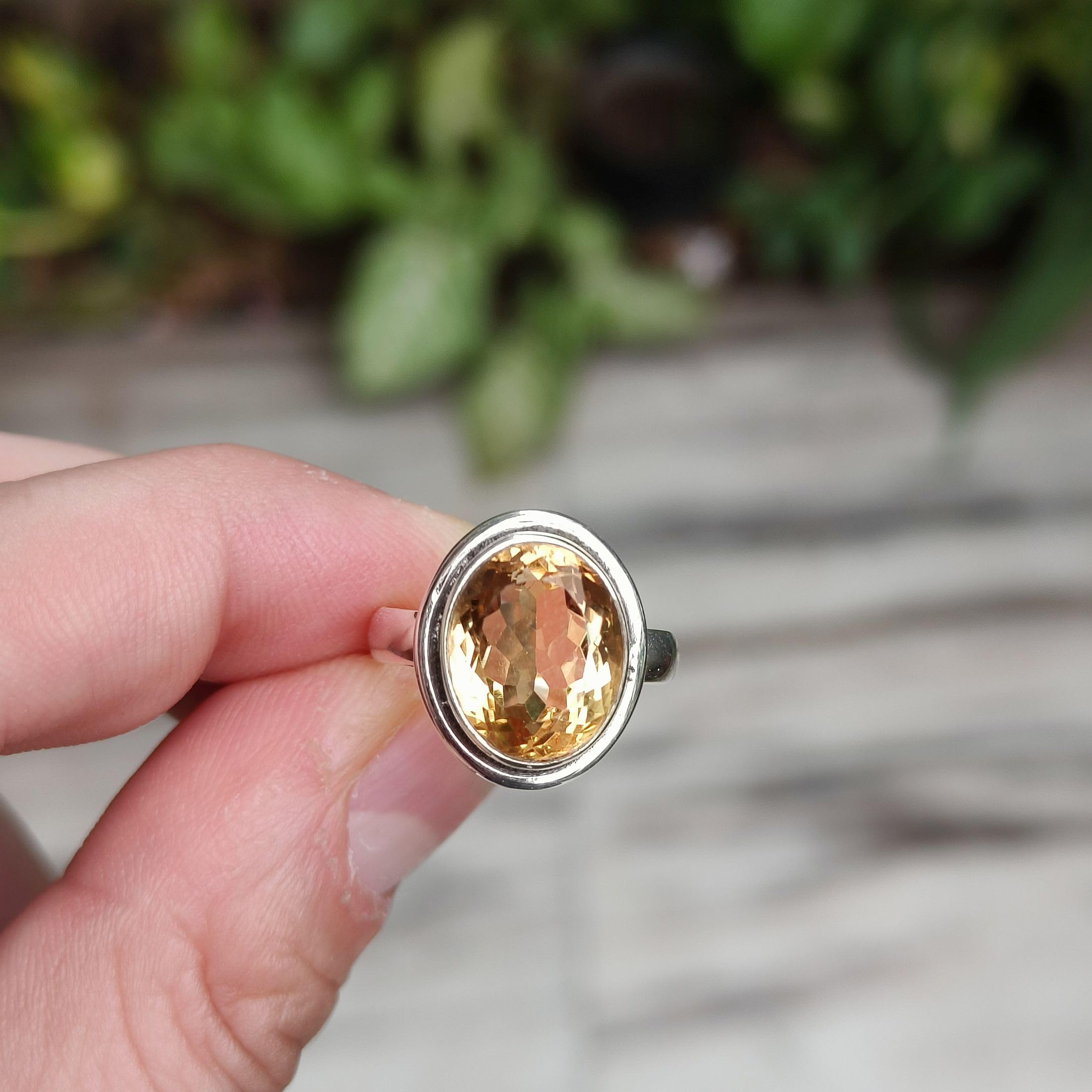 Citrinring, Statement-Verlobungsring aus 925er Sterlingsilber für Damen, natürlicher Citrin im Ovalschliff, handgefertigter Boho-Schmuck, Geburtsstein für November