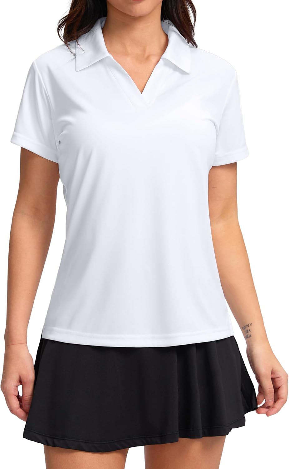 SANTINY Women's Golf Shirt Collared V-Neck Casual Work Tennis Tops UPF50+ Collared Polo Shirts for Women