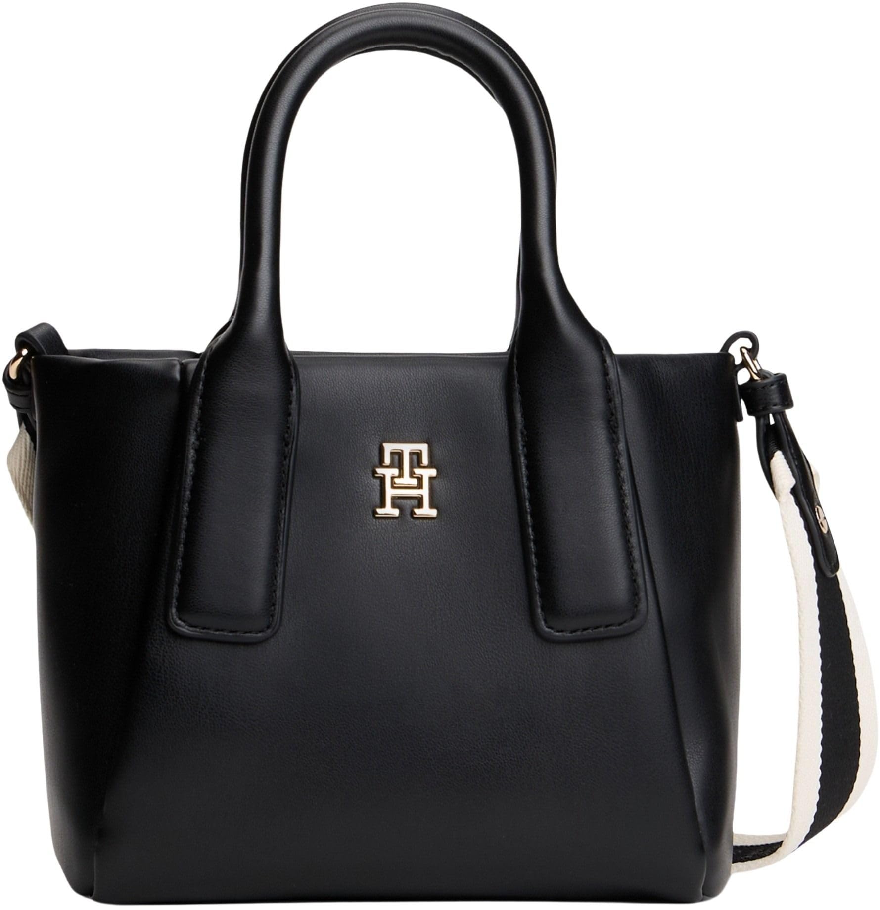 Tommy Hilfiger Women's Tote Bag Essential Mini with Detachable Shoulder Strap, Black (Black), One Size