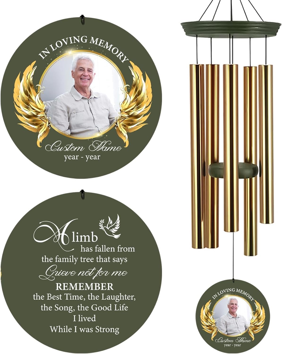 Personalized 30/36" Memorial Wind Chimes for Outside, Sympathy Gifts Wind Chime for Loss of Loved One, Beautiful Decor with Deep Tone, Ideal for Funeral, Remembrance & Bereavement, Produced in US