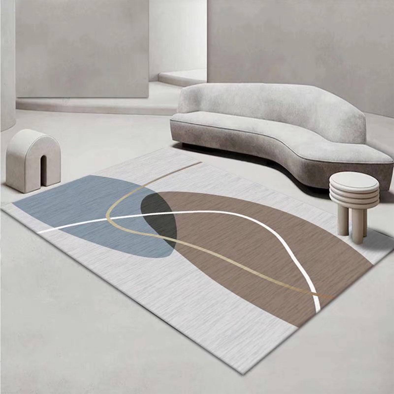 Tapis de salon géométrique moderne anti-glisse pour canapé et entrée nordique