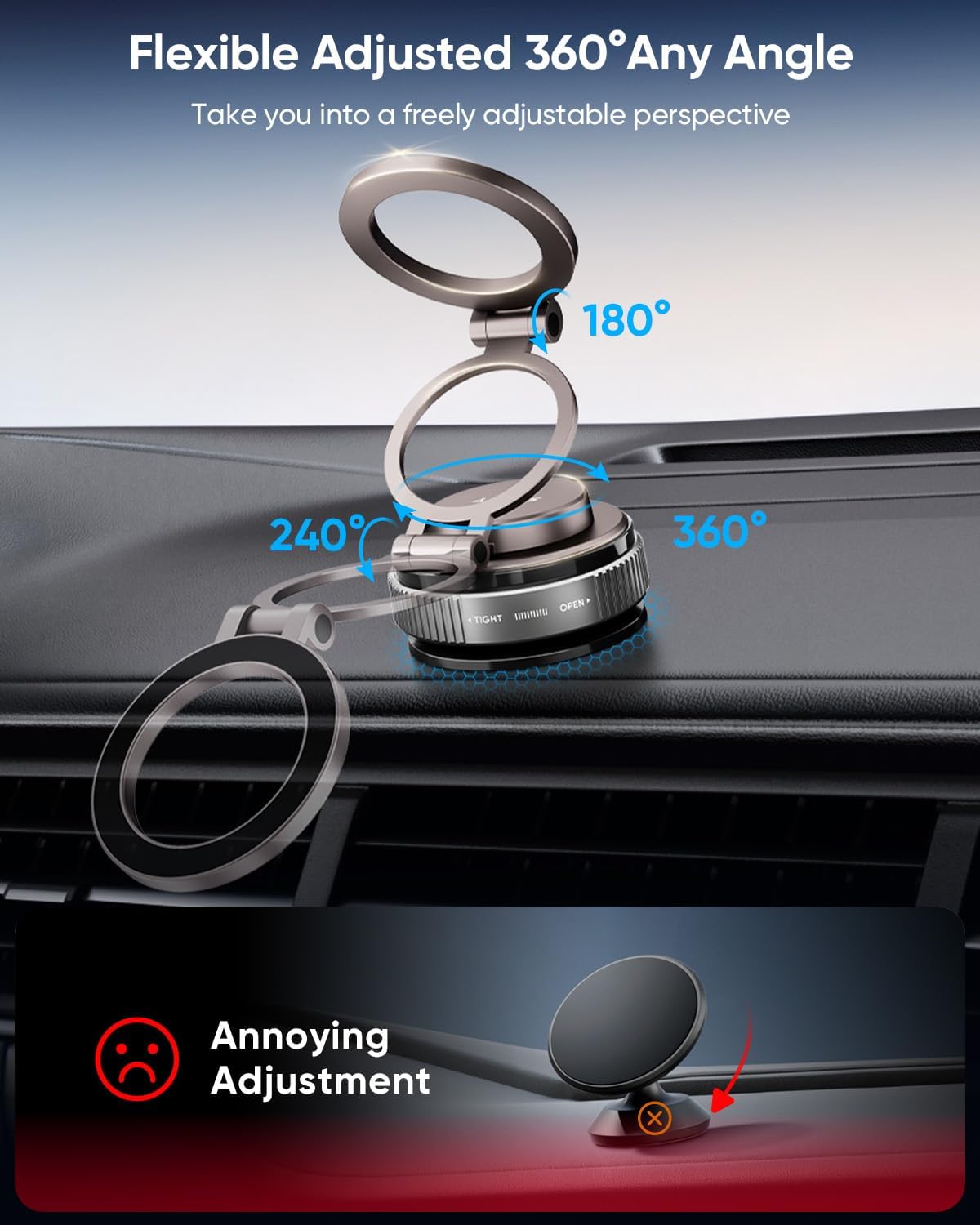 Upgraded 360° Nano Gel Vacuum Magnetic Suction Phone Holder for Magsafe [5KG Ultra Suction & 30N Strongest Magnetic] Rotatable Car Phone Mount,Cell Phone Holders for iPhone 12-17 Series and Android