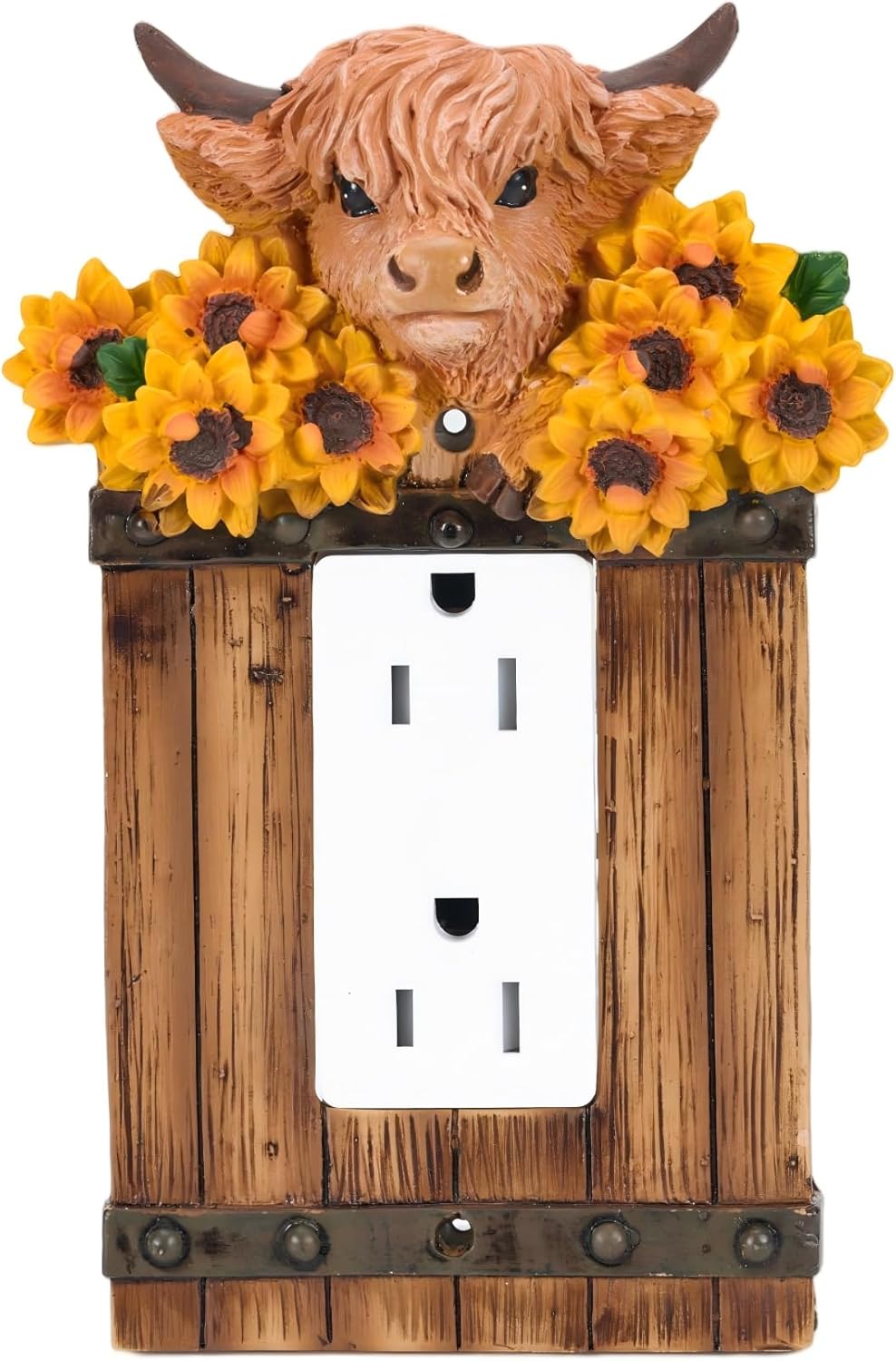 Rustic Highland Coo Single Rocker Switch Cover and Wall Plate - Handcrafted Resin Farm Scene for Cottage, Farmhouse, and Country Décor