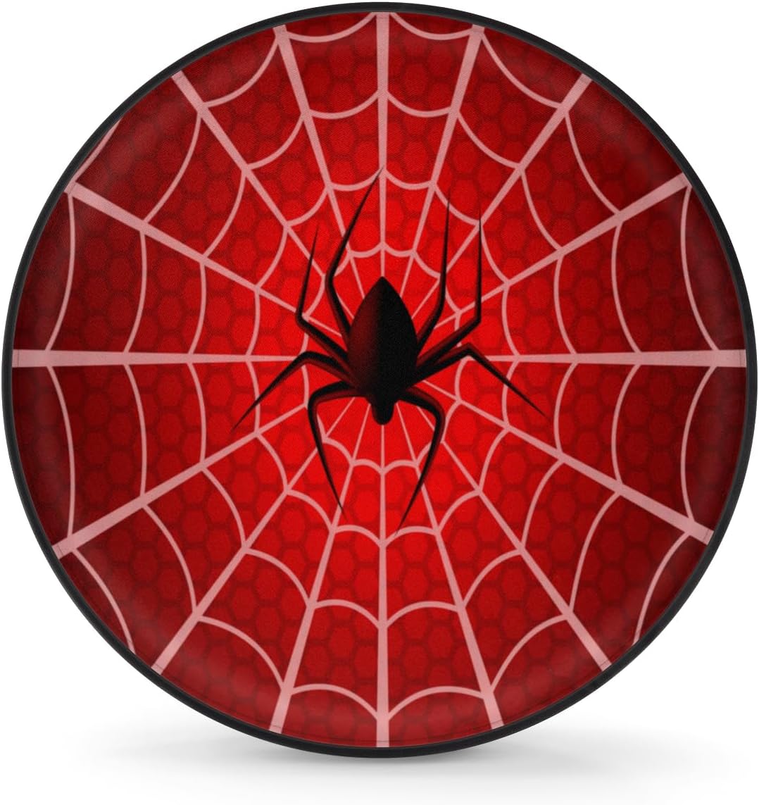 Cartoon Spider Web Tire Covers Portable Spare Tire Cover Soft Durable Waterproof Dustproof 3 Sizes 14 15 16 Inches for Car Truck SUV Trailer Camper