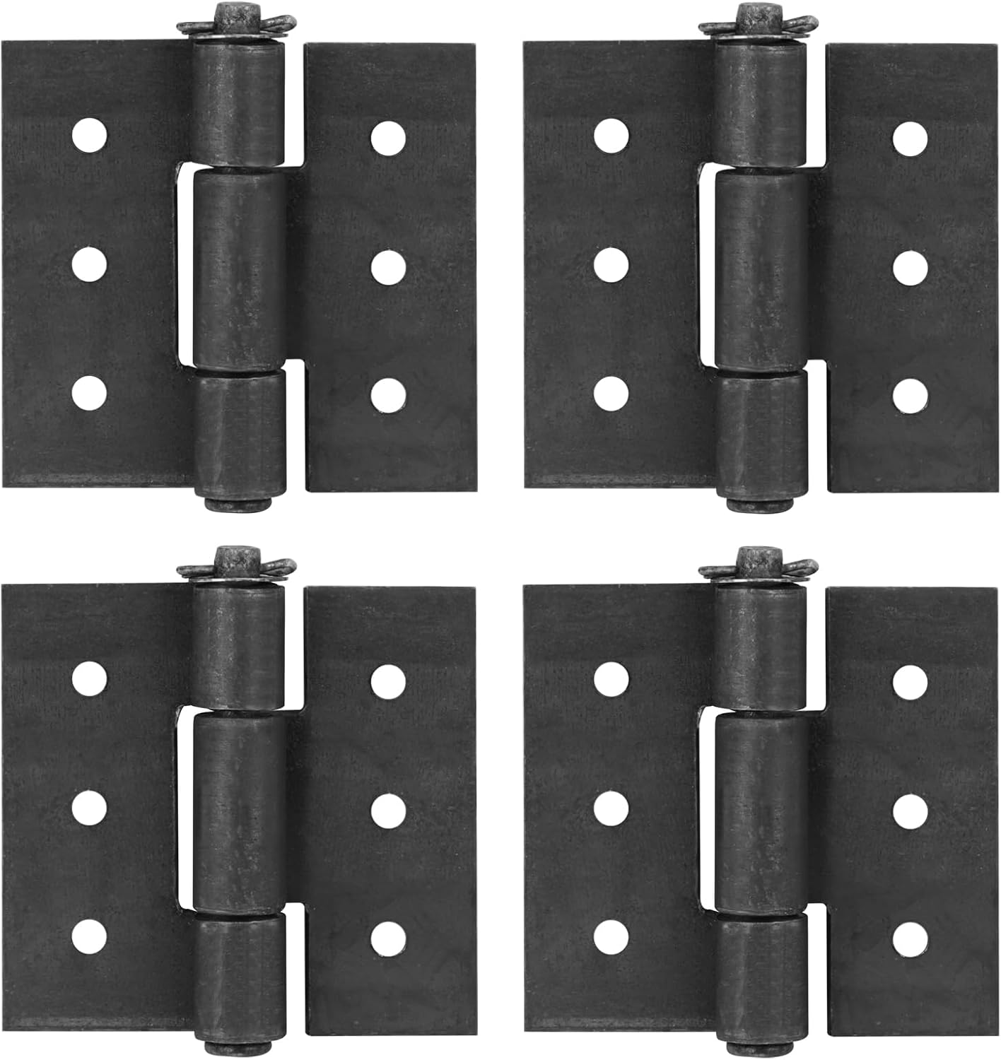 4 Pack 4-1/4" x 4-1/8" Weldable Butt Door Hinges, Screw or Weld Mount for Heavy Metal Gates, Trailer Ramp Garage 3/16" Thick