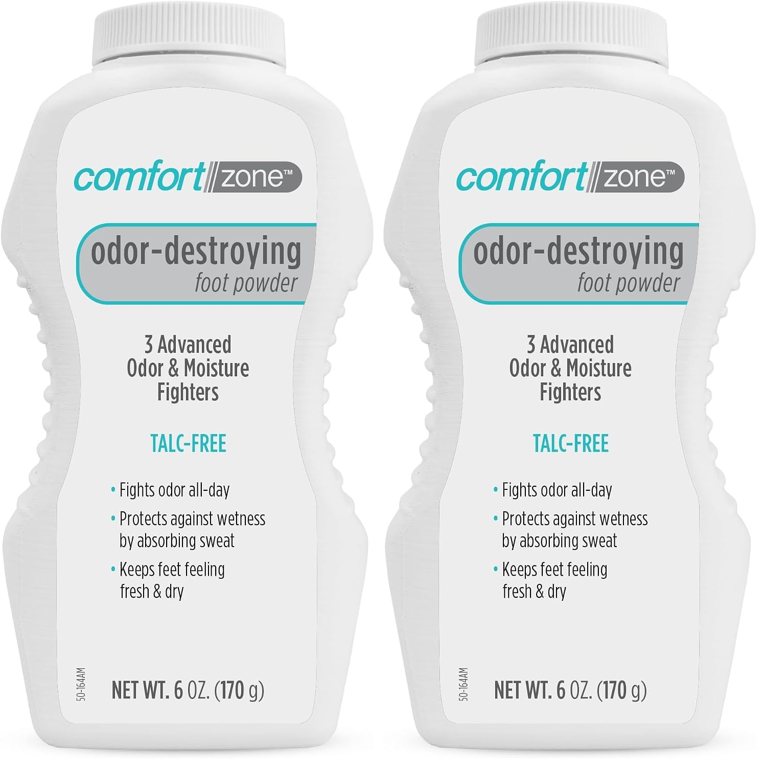 Comfort Zone Odor Destroying Foot Powder with Corn Starch, Heavy-Duty Odor & Moisture Protection (Pack of 2)