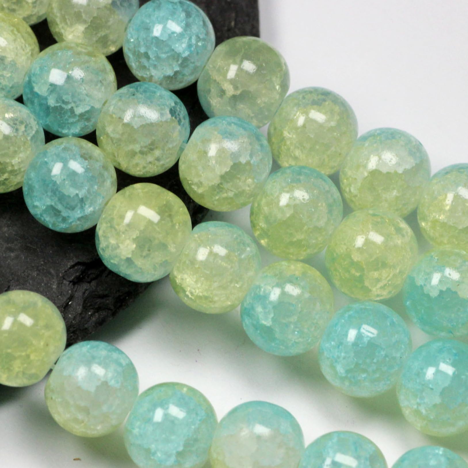 Perles en vrac 200 pièces de perles rondes craquelées colorées de 10MM en vrac