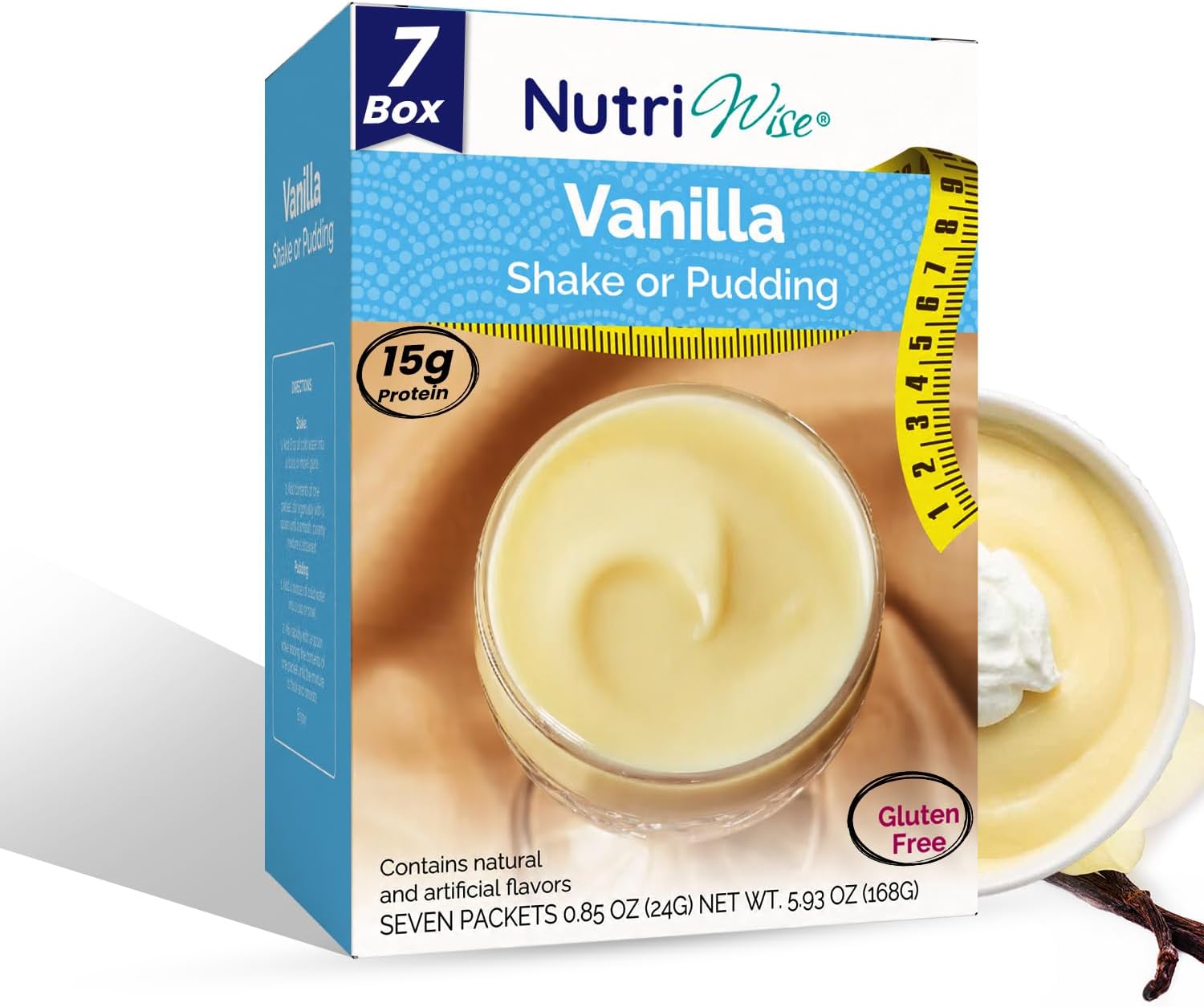 NutriWise Shake & Pudding | Vanilla | High Protein, Low Carb, Low Sugar, Low Fat | Gluten Free Diet | Meal Replacement | 7/Box