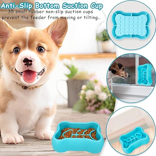 Miniatura 4 de Cuenco de silicona para gatos de alimentación lenta, ventosa inferior antideslizante, fácil de limpiar, promueve hábitos alimenticios saludables