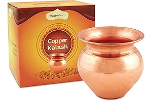Shubhkart 100% Pure Copper Kalasam for Puja, 3.5-Inch Lota Pot (Medium)