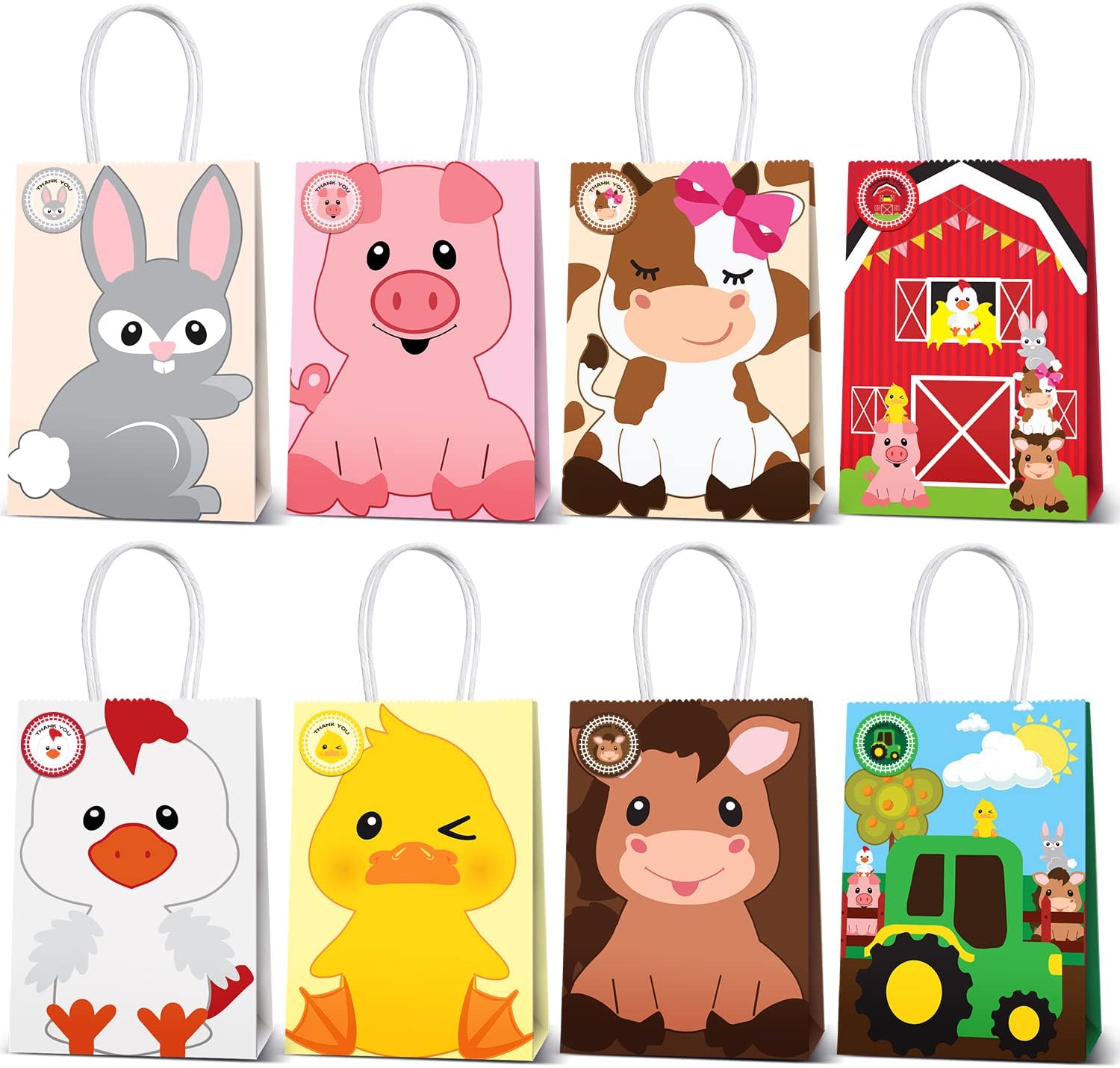 Farm Animal Party Favor Bags,Barnyard Birthday Gift Treat Goody Bags For Farm Animal Party Supplies Pack of 16
