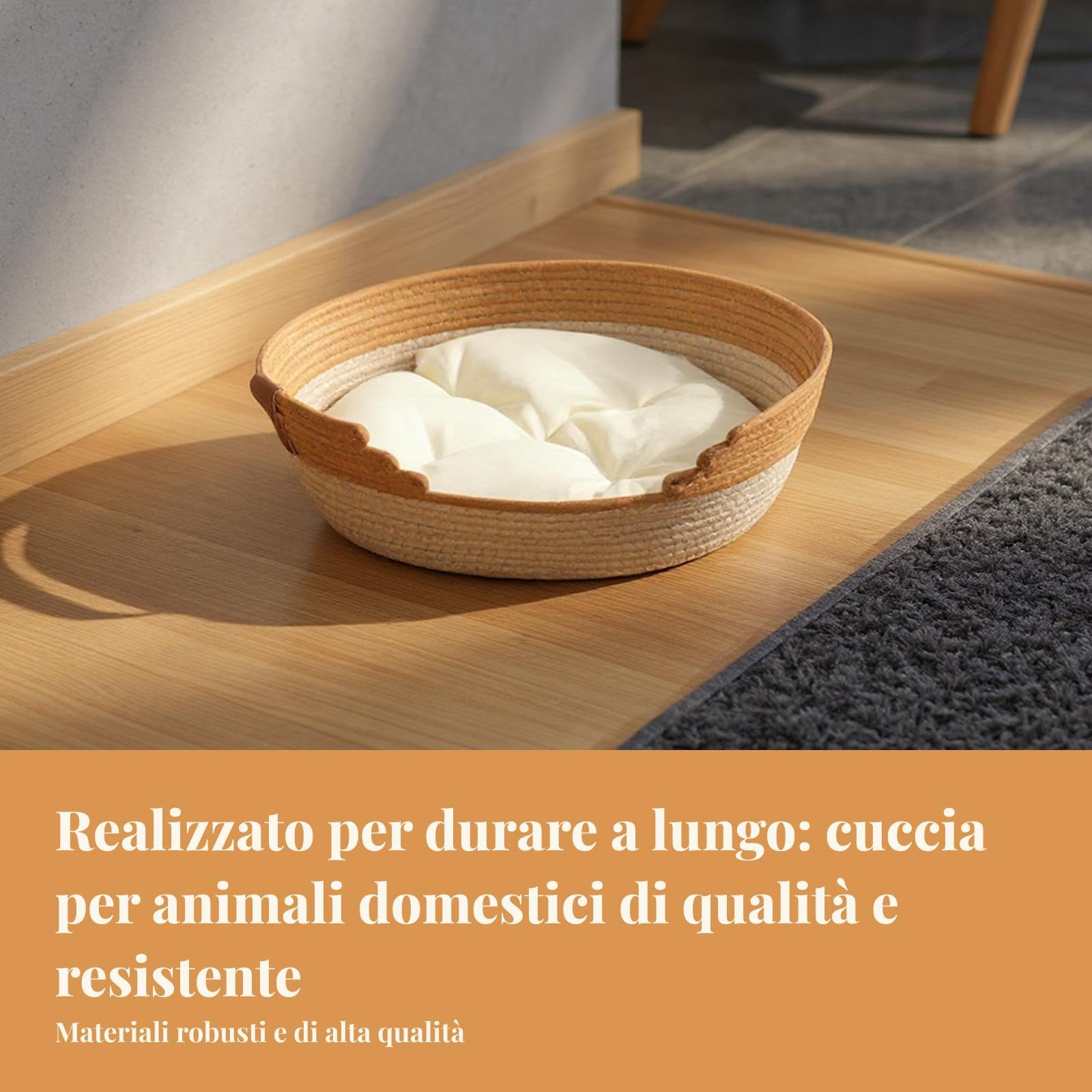 Eoixuqba Cesta Per Gatti In Corda Intrecciata - Letto Da Scrivania Per Gatti,Cuccia Per Animali In Corda Di Cotone,Simpatico Per Gatti Antigraffio Con - 5