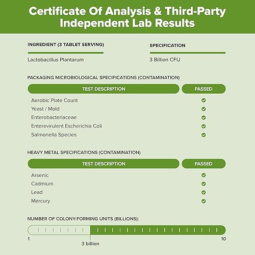 Miniatura 7 de Suplemento de probióticos Lactobacillus Plantarum 240 tabletas 3 mil millones de UFC de probióticos para hombres y mujeres apoya la salud
