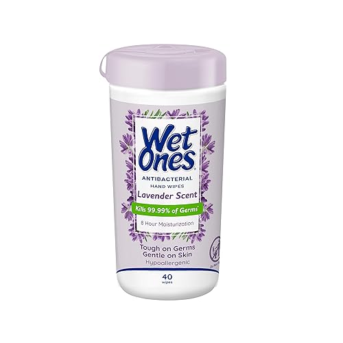 Wet Ones Toallitas de manos antibacterianas, toallitas de lavanda Toallitas antibacterianas, toallitas hidratantes 40 unidades