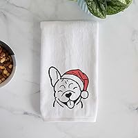 Vista 4 de Inkopious Toalla de mano decorativa con sombrero de Papá Noel, diseño de bulldog francés, decoración navideña para el hogar