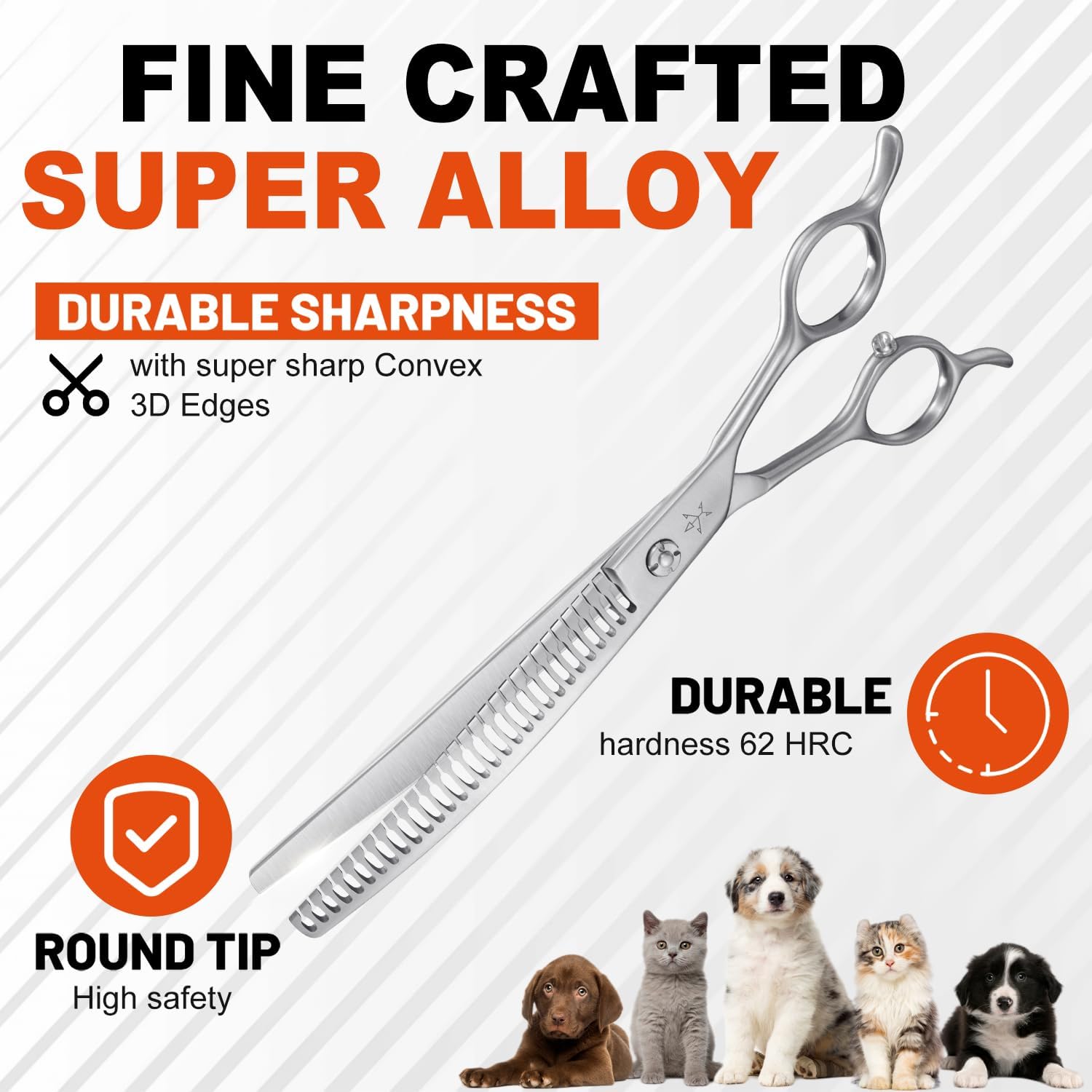 High-end Professional Dog Grooming Curved Thinning Scissors Teeth Blending Shears Pet Texturizing Thinner Blender Shears 7.5 Inch Extremely Very Sharp Made Of Stainless Steel Alloy For Dog Cat Groomer