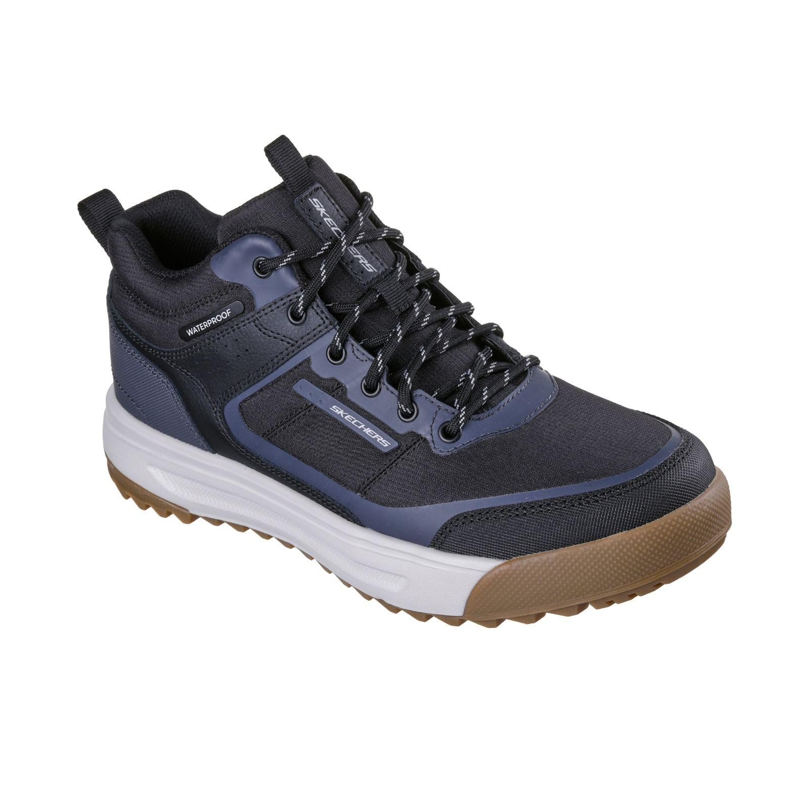 Skechers Men's Urban Street Hiker Sneaker, Black Leather/Textile/Trim, 7.5 UK