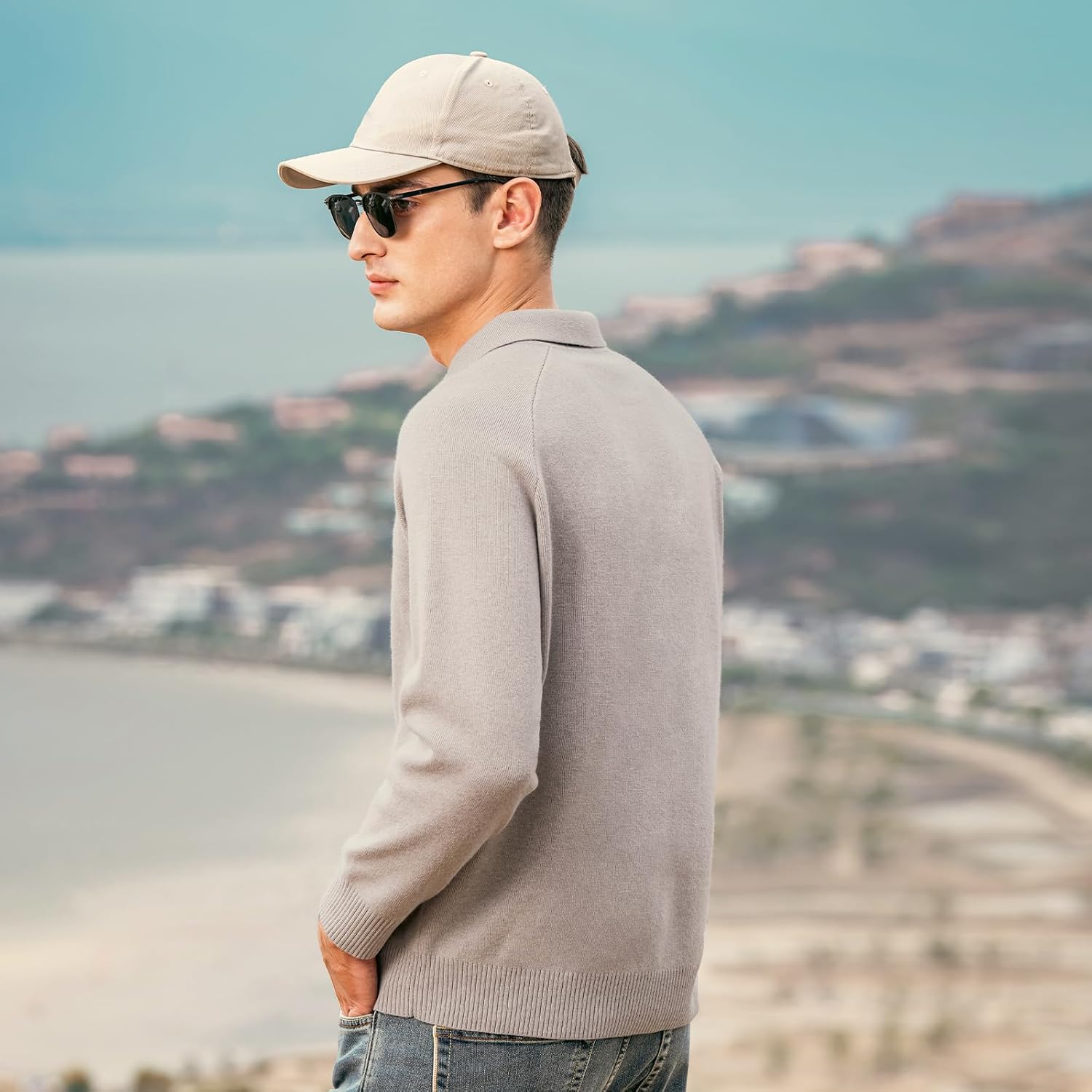 Men's Polo Sweater Fashion Collar Casual Sweater