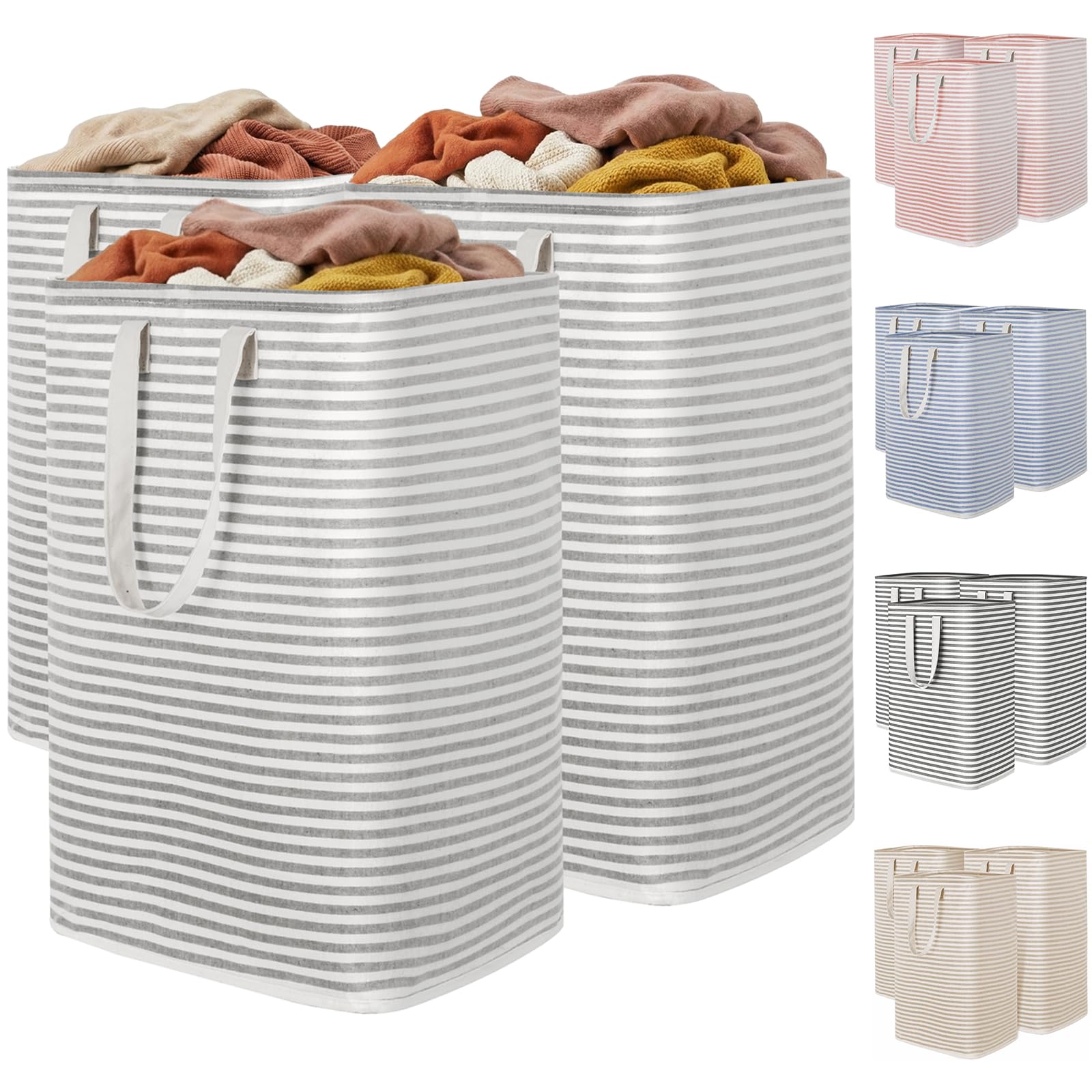 Lifewit 80L Large Laundry Baskets, Laundry Hampers Bags, 3 Pack, Grey