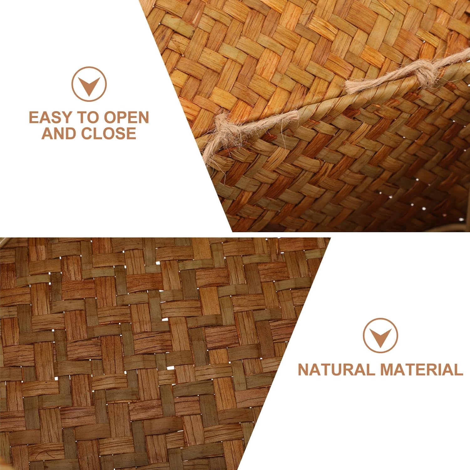 Woven Storage Basket Lid Handwoven Rattan Sewing Basket for Organizing Vintage Floral Design for Home Decor and Desktop Storage